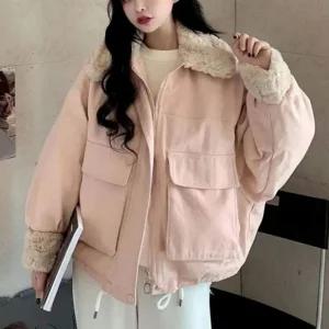 소매 넥 라인 포근한 퍼 포인트 외출 여성 점잠바 자켓 항공 차이나카라 여자가죽 봄잠바 점퍼 라이더 항공