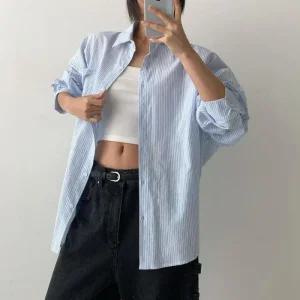 여자 언발 힙커버 오버핏 장마룩 셔츠_3