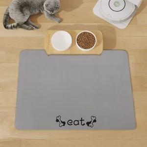 흡수왕 규조토 반려동물 식기매트(90x60cm) (뼈다귀) (그레이) 식사 강아지