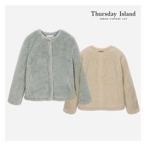 [써스데이아일랜드][Thursday Island] 인조퍼 라운드 넥 자켓(T228MLT235W)