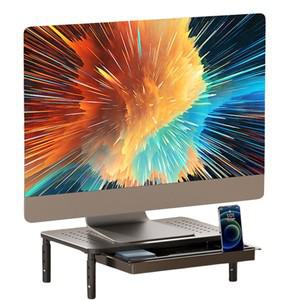 서랍 책상이있는 모니터 스탠드 라이저 노트북 PC 프린터 용 3 높이 조절 가능한 금속 컴퓨터