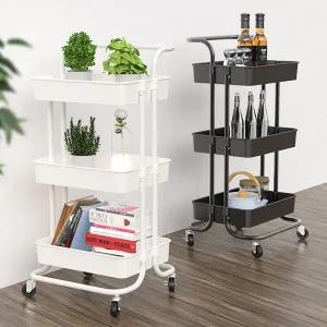 [리벤스] 이동식 핸드 카트 트롤리(화이트/블랙) 웨건 틈새선반