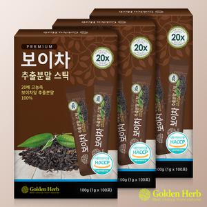 20배 고농축 보이차 추출 분말 스틱 300포 중국 운남성(100포 x 3박스)