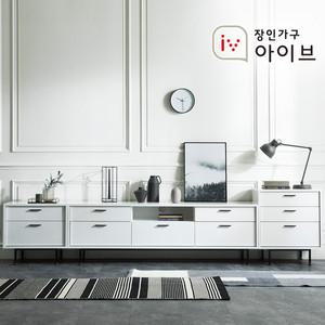[장인가구]루시퍼 화이트 다용도 수납 3000 거실장 세트B