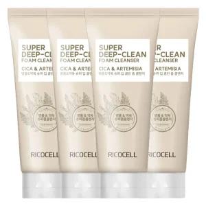 (할인행사)리코셀 저자극 병풀+약쑥 폼 클렌징 220ml 4개/약알칼리성/트러블 딥 클렌저/시카/어성초