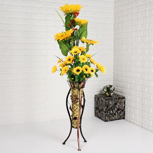 해바라기 작품 조화 화분 철제 삼발이 골드 대