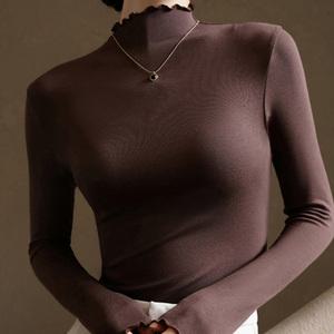 소소미도 여성 프릴 모달 이너 얇은 목폴라 목티 반목 폴라티