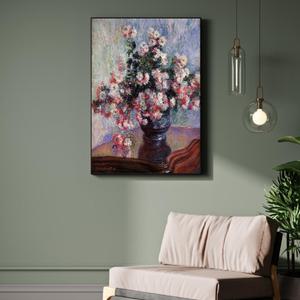 심플 프레임 인테리어 그림액자 명화 모네 꽃병의 무리국화