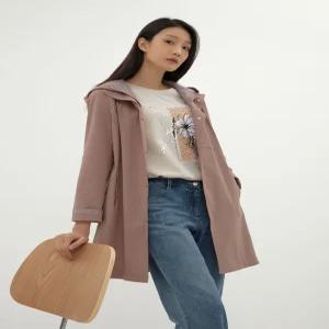 체크 후드 탈착 트렌치 코트 LCCAM925_IP