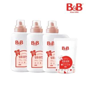 [보리보리/비앤비]비앤비 섬유유연제 자스민 1500ml 용기형 3입+증정품 800ml 1입