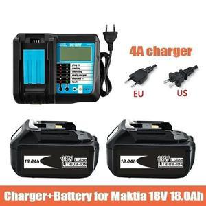 2025BL1860 충전식 배터리 호환 마끼다 18v 18Ah BL1850 BL1860B LXT400 충전기18V 18000mAh 리튬 이온