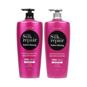 [대용량/윤기코팅]엘라스틴 실크리페어 골드실크 오리지널 샴푸 1200ml 1개+컨디셔너 1200ml 1개