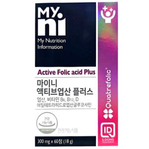 일동제약 마이니 액티브엽산 플러스 300mg x 60정 1개 2개월분