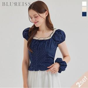 [블루레이스] [슈슈SET]스퀘어넥 도트 핀턱 블라우스_B5M1BL5801