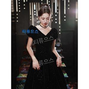 블랙 벨벳 고급 드레스 피아노연주회 졸업연주 공연 연주복 이브닝 파티복 무대의상 스타일리시한 에디션