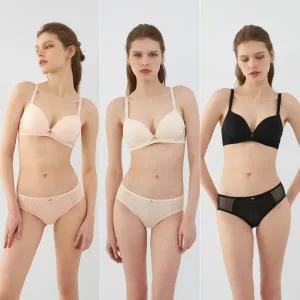 [Wonderbra] 노와이어 푸쉬업볼륨 브라팬티6종 피치 크림 블랙 WBW4M111214_T