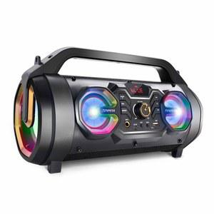 블루투스 스피커, 30W 휴대용 붐박스, 서브우퍼, FM 라디오, RGB 컬러풀 라이트, EQ, 스테레오 사운드, 붐