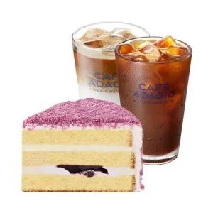 [파리바게뜨] 블루베리 조각세트(마이넘버원 블루베리요거트 조각케이크+아이스아메리카노+아이스카페라떼)