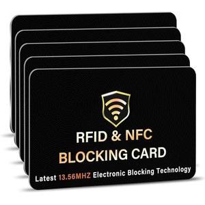 사이테크 IT 5팩 RFID 차단 카드, 하나의 카드로 지갑 전체를 보호, NFC 비접촉식 은행 직불 신용카드 보호자 ID ATM 가드 카드 차단기-(블랙)