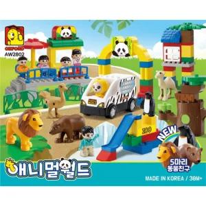 사파리 동물 피규어 블록 장난감 102pcs 돌아기선물 유치원 블럭완구 창의력놀이 여아
