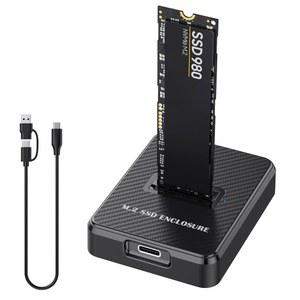 NVMe 및 SATA M.2 리더/라이터, SSD-USB-A/C 리더 어댑터, (M 키, B+M 키) NGFF SSD 도크와 호환, 크기: 2280 2260 2242 2230 22110 휴대용 플라스틱 인클로저
