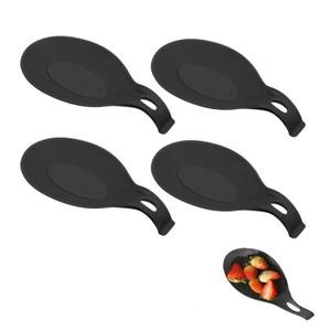 1PC/실리콘 스푼 레스트 카운터 스토브 탑용 내열성 주방기구 홀더 주걱 국자 블랙