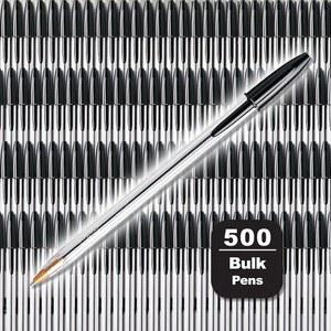 BIC 크리스탈 엑스트라 스무스 블랙 볼펜, 중간 지점(1.0mm), 500개 상자, 부드럽고 신뢰할 수 있는 볼펜