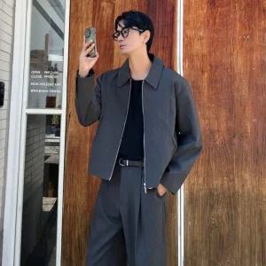 남자블루종자켓 크롭 블레이저 결혼식 하객룩 셋업