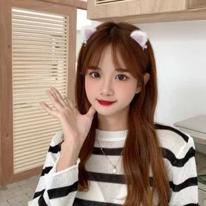 고양이귀 귀여운 헤어 머리 집게핀 무광 컬러 반묶음 올림머리 하트