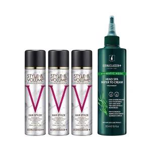 더마클라센 볼륨짱짱 흑채스프레이 블랙 120ml x3 + 헤드스파 탈모케어 트리트먼트 250ml