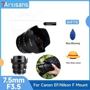 7artisans 7.5mm F3.5 APS-C 수동 초점 초광각 어안 렌즈 (캐논 EF 니콘 DSLR 카메라용 스튜디오 사진 촬영