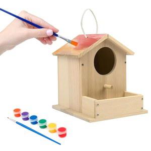 새집 키트, 나무 DIY 야외 목공 공예 프리스타일 페인팅, 페인트와 붓을 사용한 예술 및 프로젝트, 정원 마당 장식 선물용 걸기 (1개)