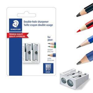 STAEDTLER 금속 이중 연필깎이 표준 색연필용 정밀도 23 30 각도 날카로운 선을 위한 3점 칼날 디자인
