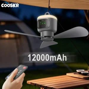 팬 천장 라이트 타워형선풍기 캠핑 쿨러 제어 텐트 휴대용 LED 12000mAh 야외 공기 전기 원격 순환기