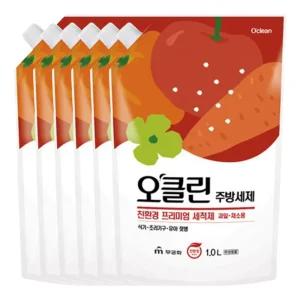 무궁화 오클린 친환경 프리미엄 주방세제 리필 1.0L X 6개