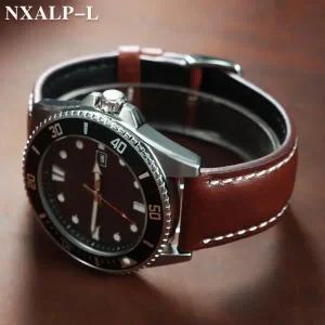 소프트 오일 왁스 가죽 시계줄 18mm 20mm 22mm 퀵 릴리즈 소가죽 스트랩 오메가 세이코 손목시계 액세서리