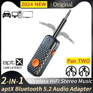 블루투스 5.2 오디오 송신기 리시버 Aptx HD 저지연 3.5mm AUX 무선 어댑터  TV PC 자동차 스피커 2 헤드폰