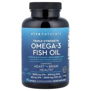 비바 내츄럴스 트리플 스트렝스 오메가 3 피쉬 오일 보충제 2500 mg 90 소프트젤