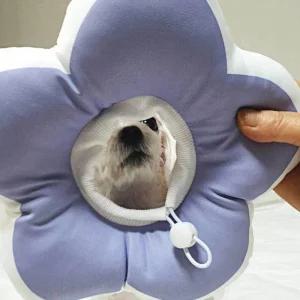 꽃피는 강아지 고양이 쿠션 넥카라 퍼플 M 강아지