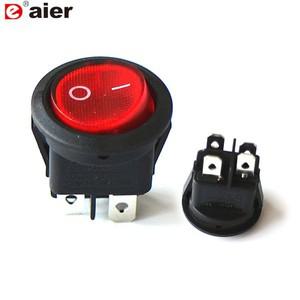 5Pcs 1224220V 라운드 로커 스위치 20MM 4 핀 ONOFF DPST 래칭 LED 자동차 푸시 버튼 조명 투명 빨간색