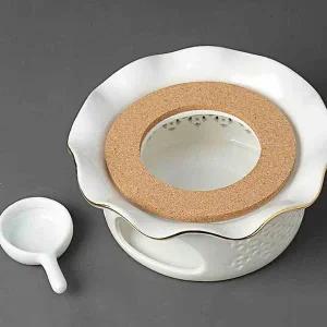 도자기 티팟 차 워머 티 양초 화이트 차용품 히터