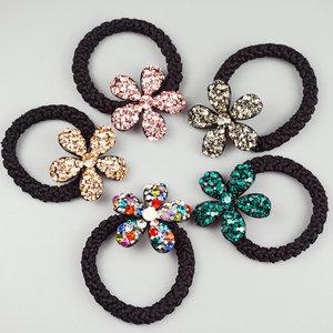 스와로브스키 스톤 플라워 꽈배기 곱창머리끈  9 Color 데일리 보석머리끈