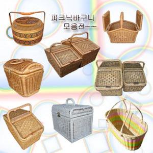 피크닉 바구니/소풍 도시락 라탄 과일 나들이 바스켓 와인 차박 감성 캠핑 수납함 예쁜 디자인 낚시 나무 가방 포장 빵 물 소품 뚜껑 빈티지 정리함 간식 수납 인테리어 클래식 햄퍼