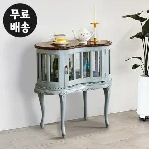 디에 마호가니 원목 장식장 엔틱 유리 수납장 콘솔 미니 장식장 인테리어 가구 땅콩형