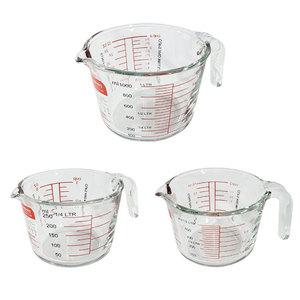 퓨어 유리 내열 계량컵 250ml 500ml 1L 강화 유리 오븐 눈금 전자레인지 냉동 냉장