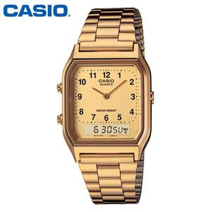 카시오 시계 AQ-230GA-9B 금장 남녀공용 손목시계 메탈밴드 듀얼타임 CASIO 정품
