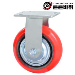 광폭 6인치 고정형 우레탄 바퀴 하중360kg 바퀴폭48mm 캐스터