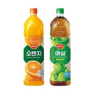 [한번에먹자] 델몬트 1.5L 과즙음료 2종 / 오렌지 2개 + 매실 2개 / 총 4개