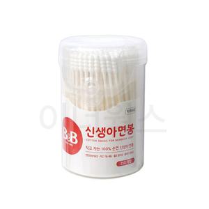 작은면봉 비앤비 유아용면봉 신생아용 신생아 면봉 210p 원통형 순면 종이