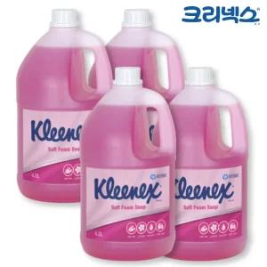 크리넥스 핸드워시 폼 솝 그린플로럴향 4L x 4개/물비누리필/액체비누/액상비누/거품비누리필